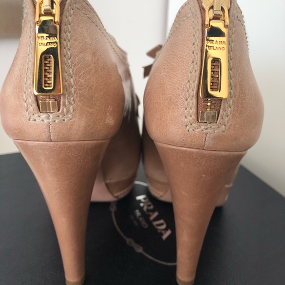 Prada Vitelli Visone Peep Toe Platform Size 36.5 - Picture 4 of 8